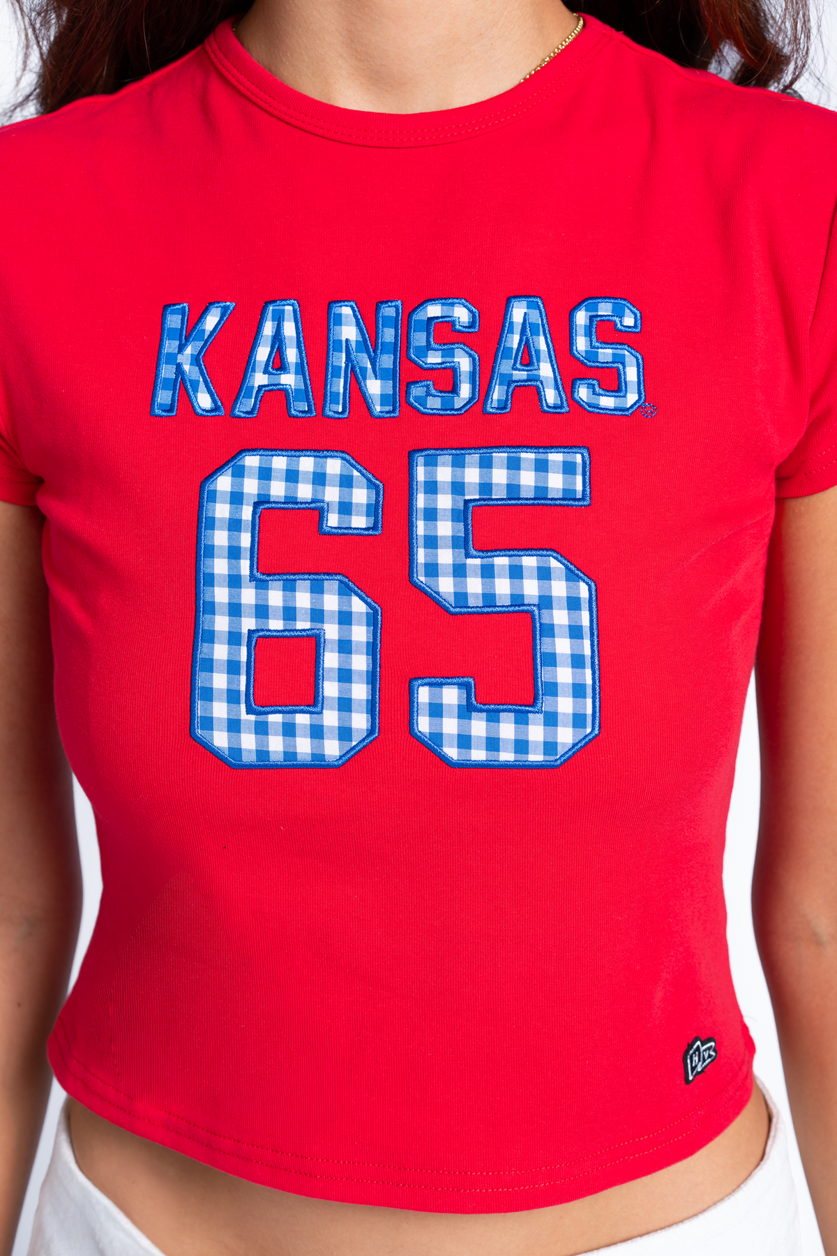 University of Kansas Gingham Baby Tee