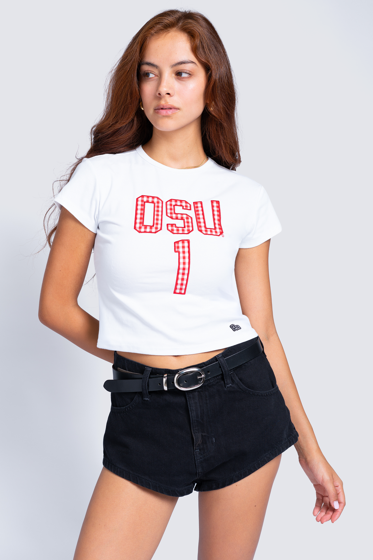 Ohio State Gingham Baby Tee