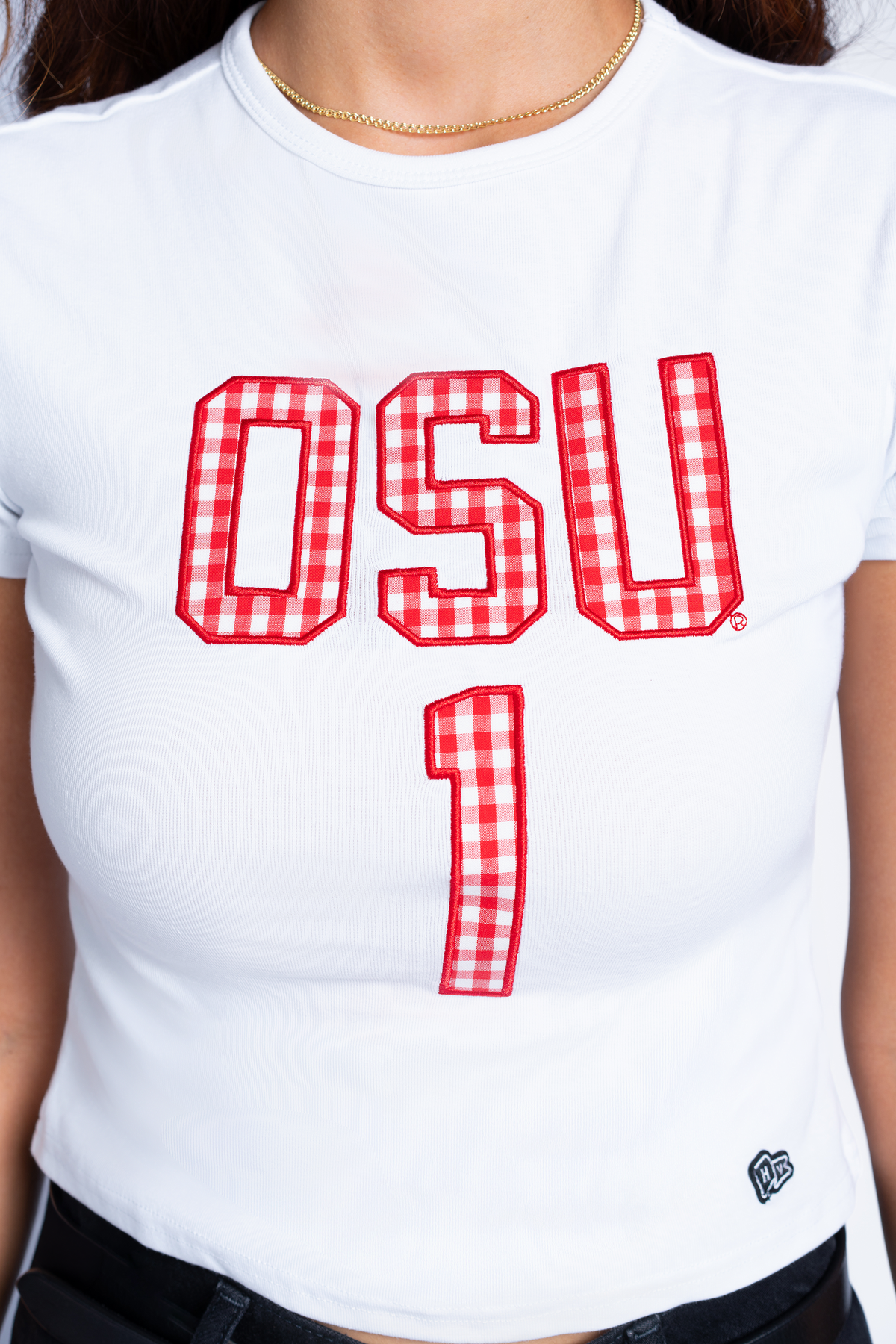 Ohio State Gingham Baby Tee