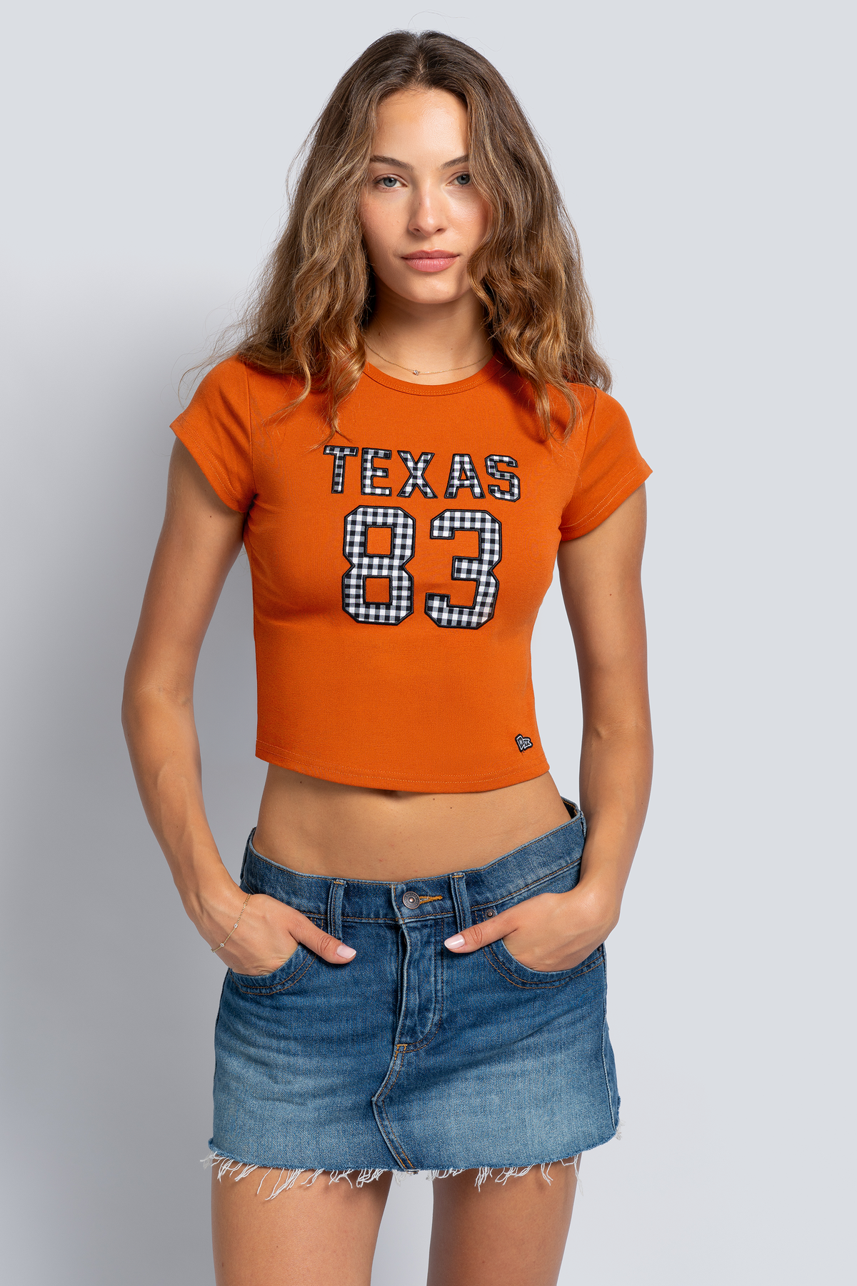 UT Austin Gingham Baby Tee