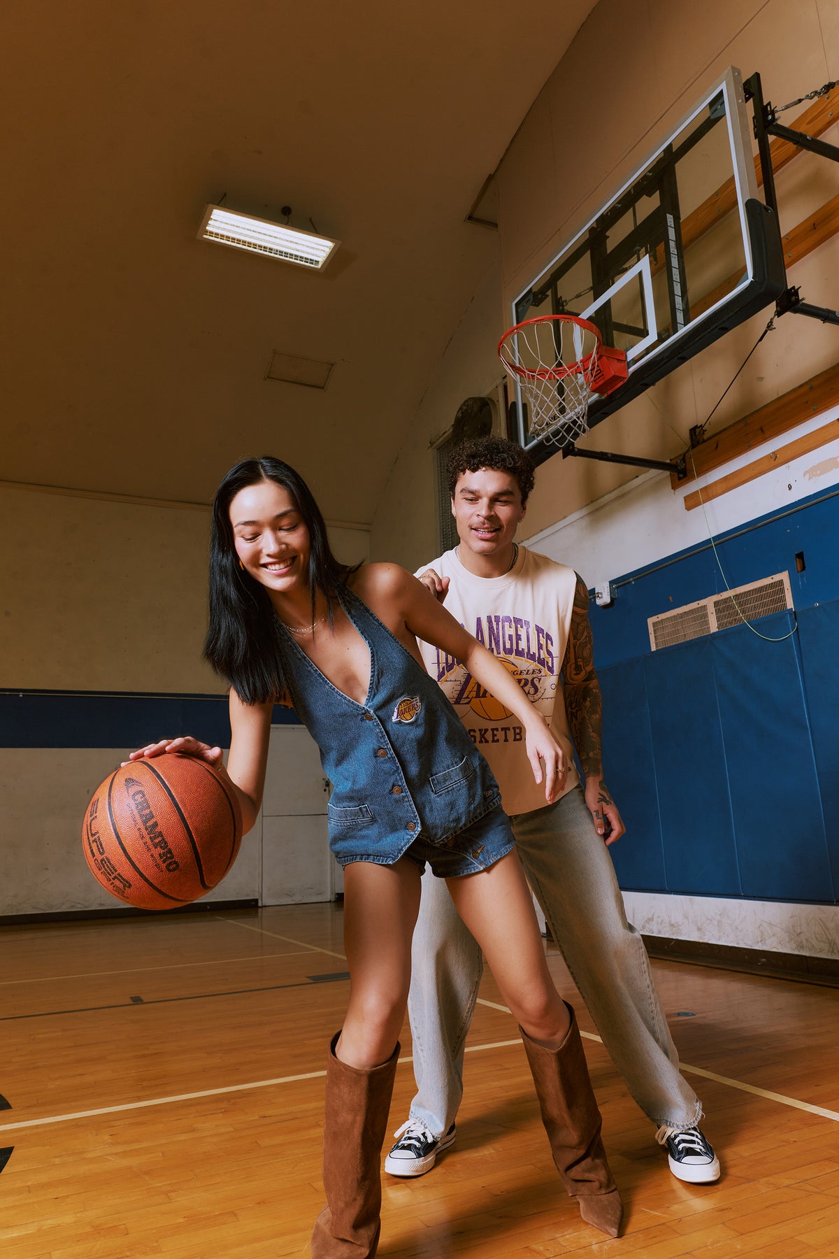 Los Angeles Lakers Denim Halter Top
