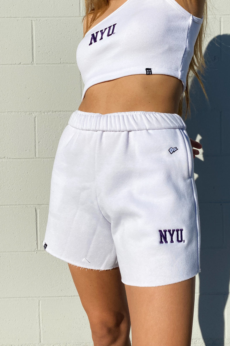 MTO NYU Cut Off Sweatshorts | NYU CLASS OF 2025 MERCH