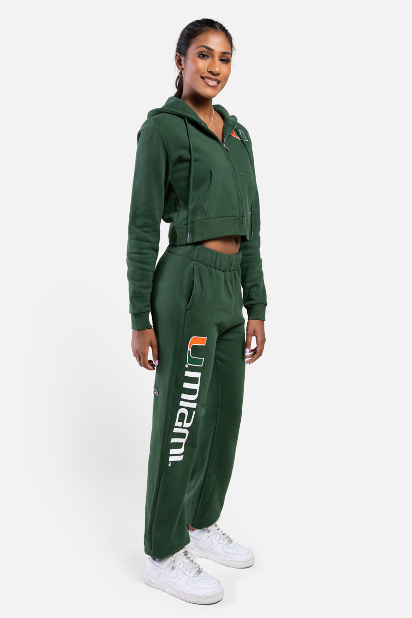 Women's Fan Apparel Green Miami Hurricanes Retro Jersey Headliner Cropped T-Shirt Size: Medium