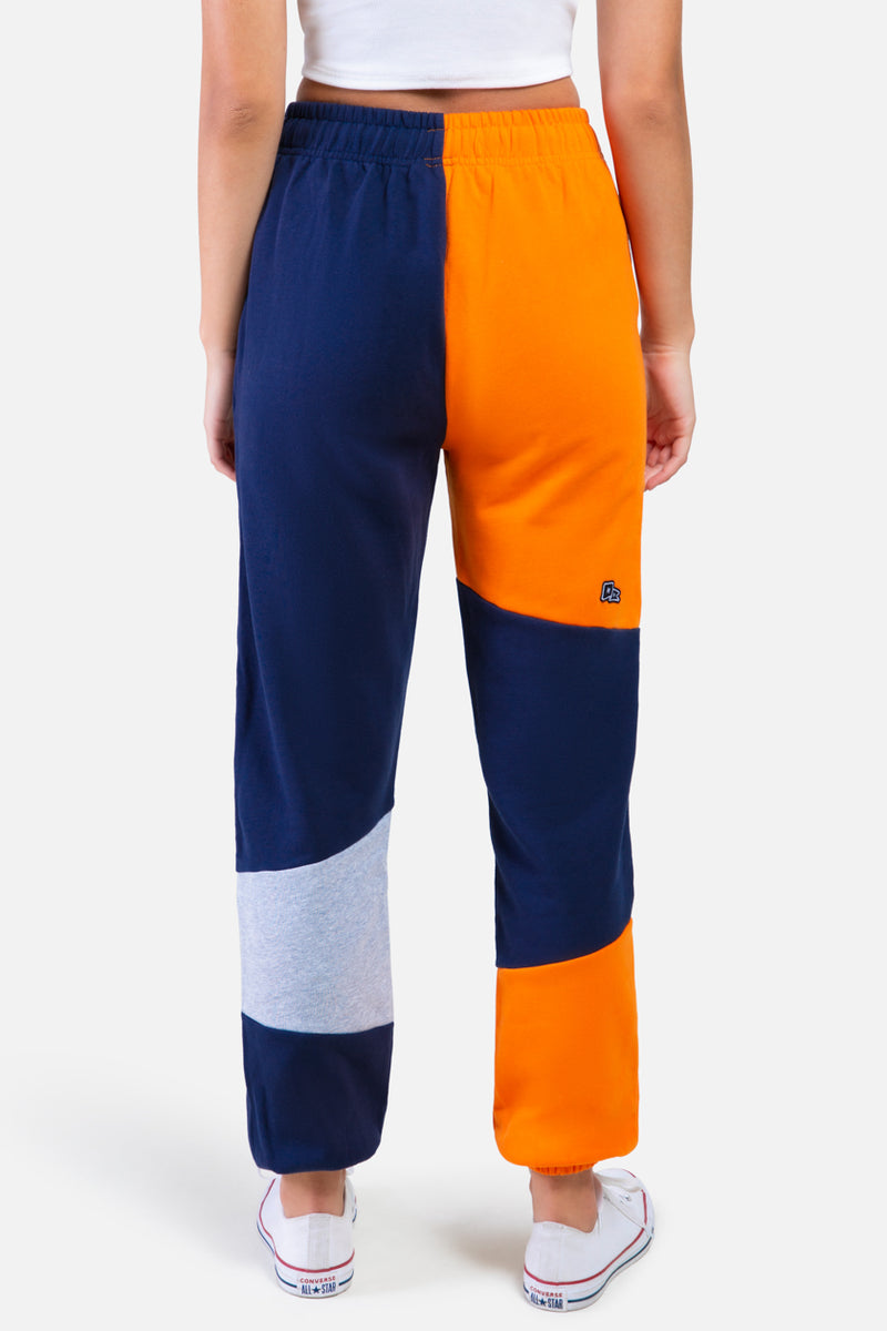 Champion colorblock sweatpants blue and yellow shop