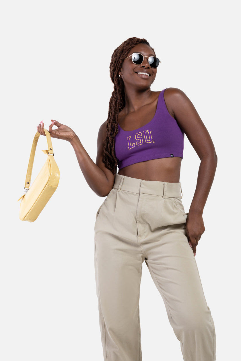 LSU | Scoop Neck Crop Top