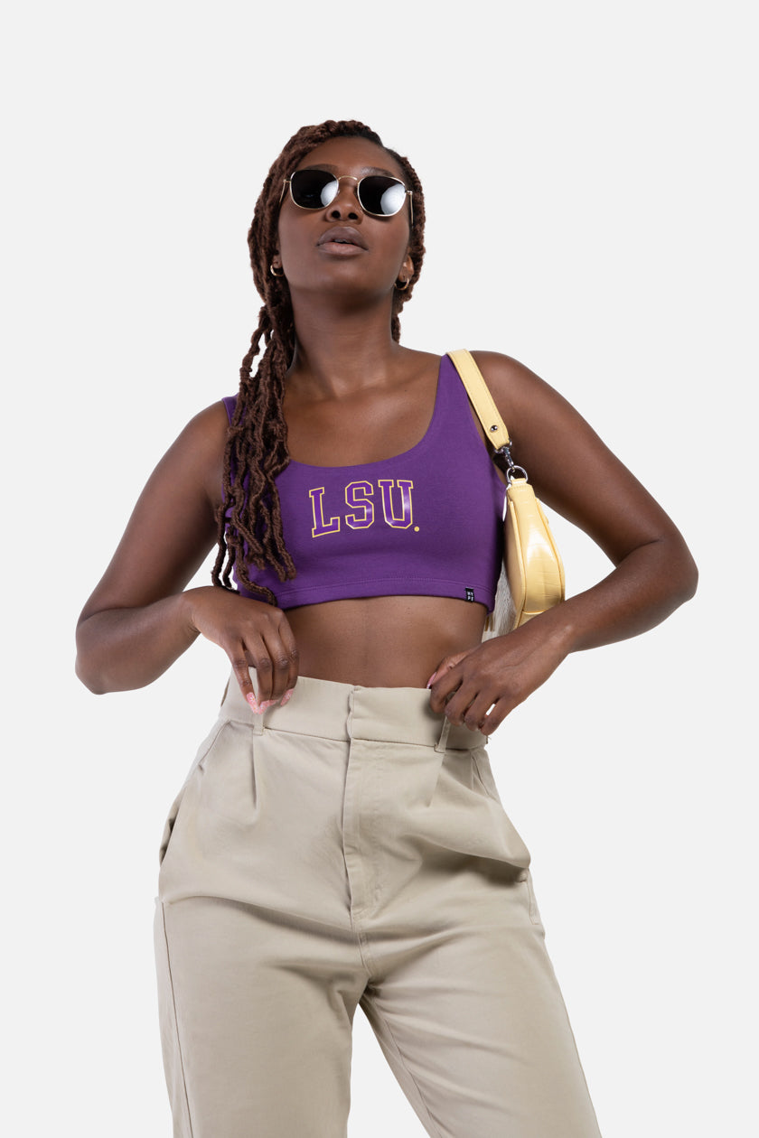 LSU | Scoop Neck Crop Top