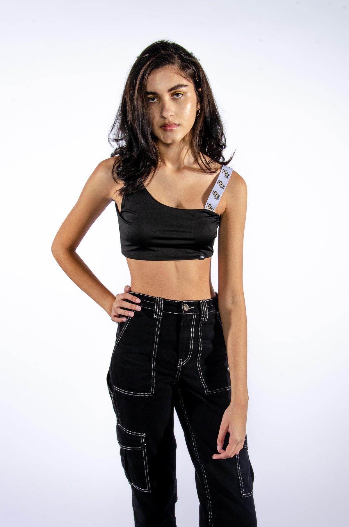 UCF One Shoulder Crop Top with Woven Straps - Hype and Vice